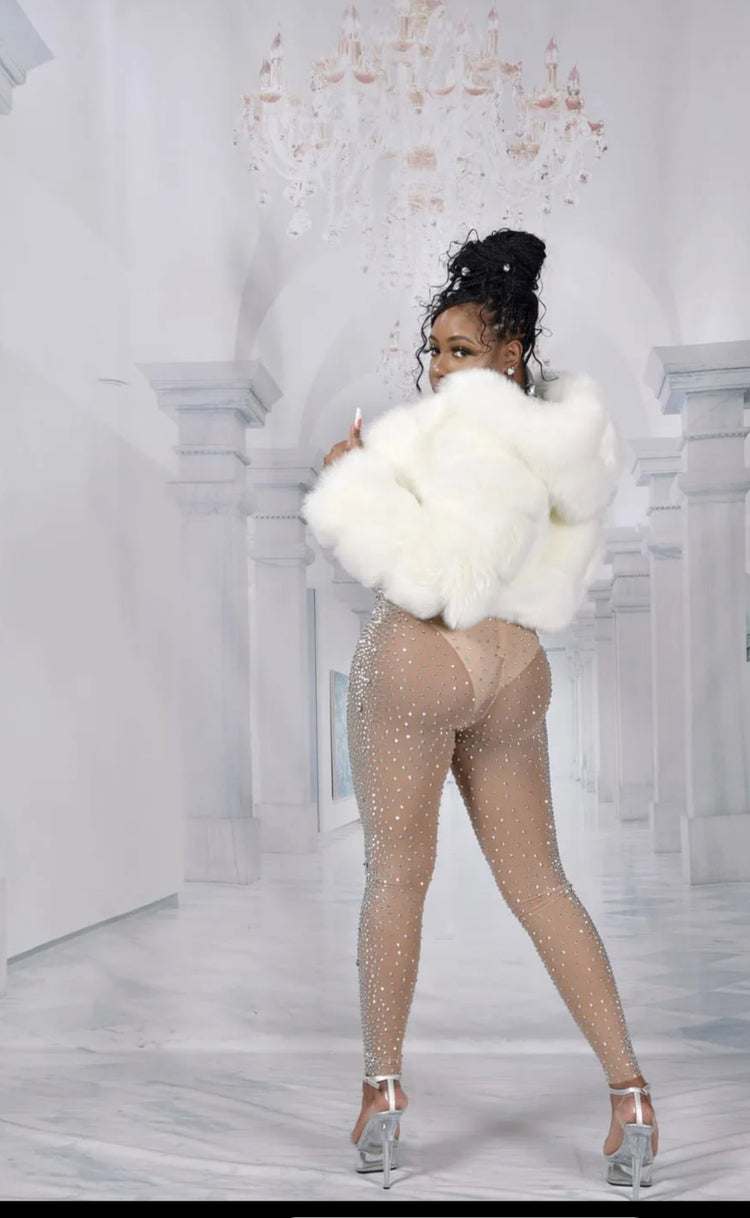 Elegant Raissa Pant Set featuring shimmering rhinestone accents for a glamorous look.