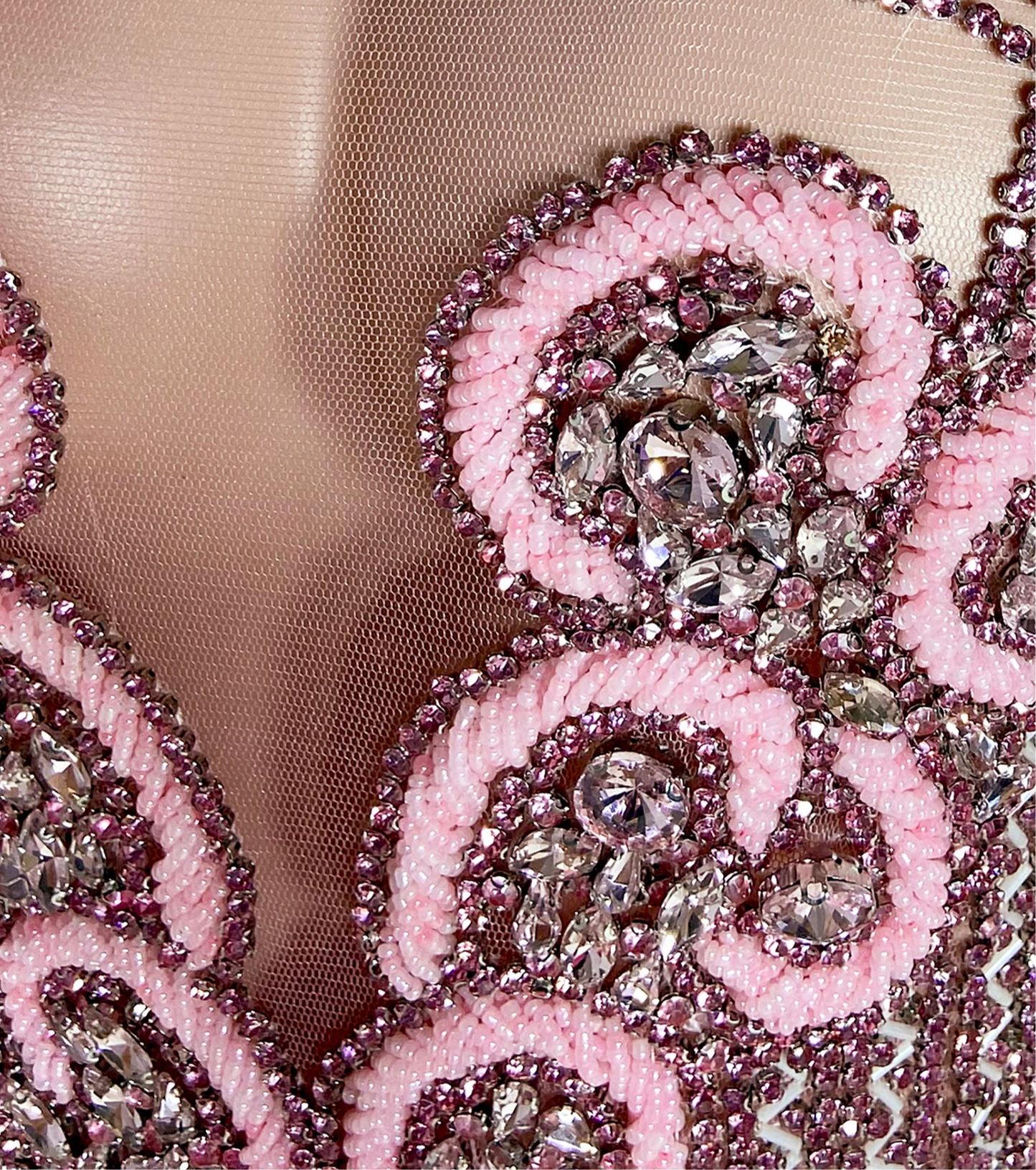 Side Train pink Rhinestone Dress-Birthday Dress.