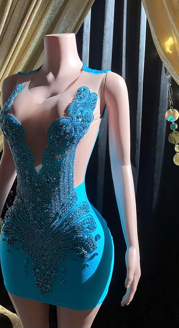 Chain Appliqué Dress | Rhinestone & Diamante Detailing