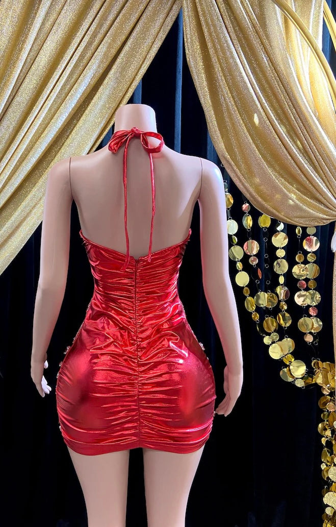 Red Dress With Rhinestone