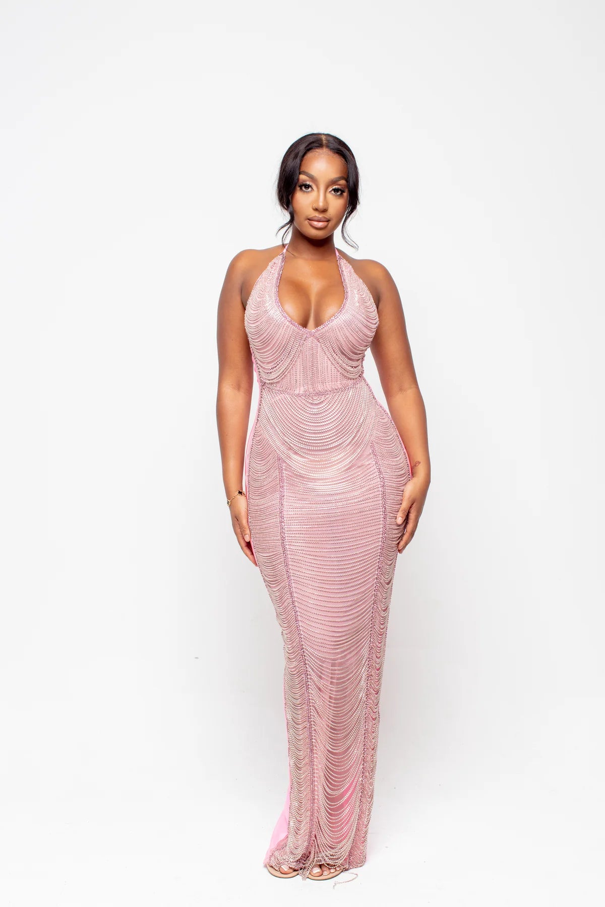 Elegant Pink Dress- Tassel Dress
