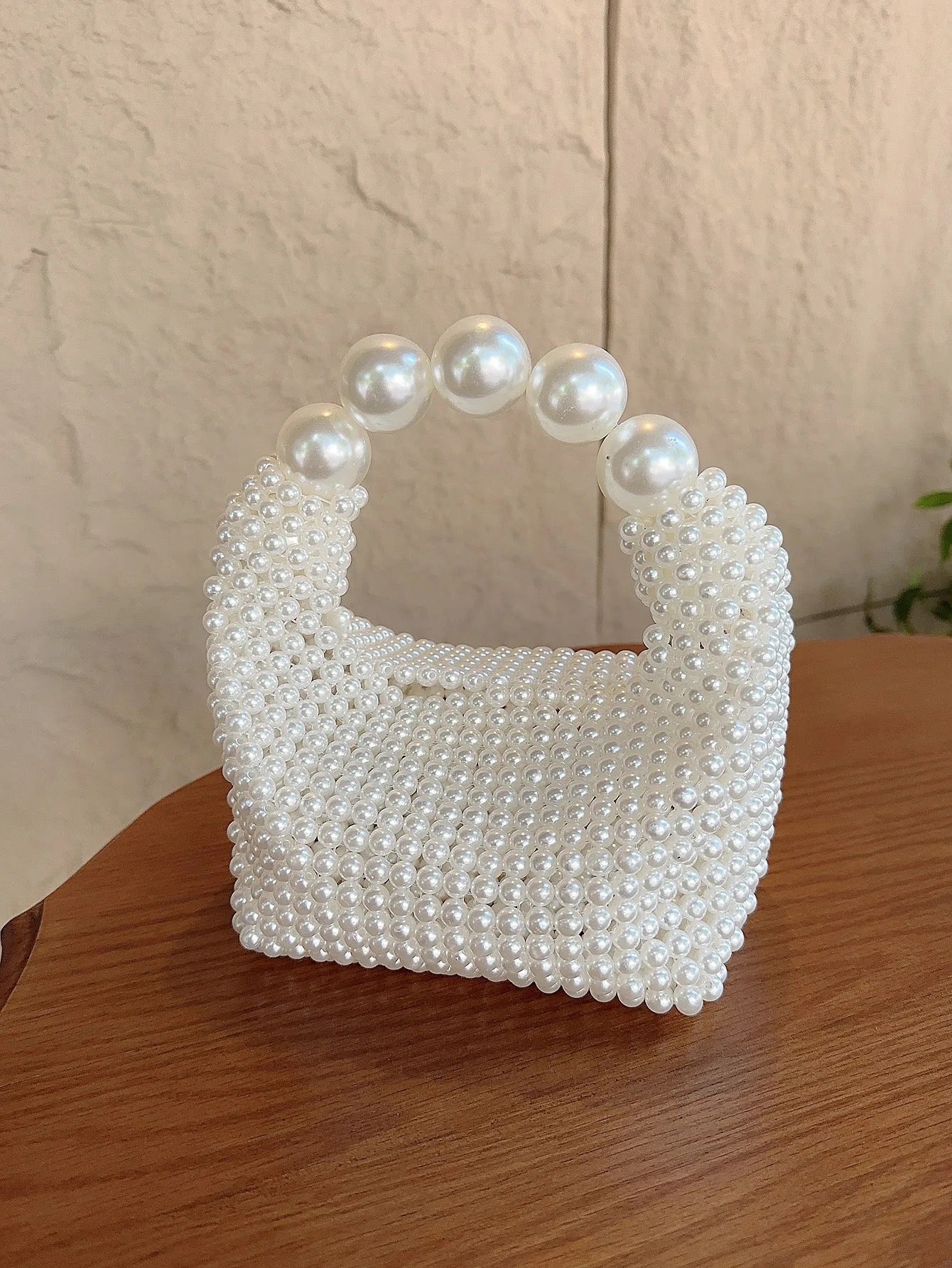 Retro Hollowed Out Fairy Pearl Bag Socialite Handmade Woven Beaded Handbag Vacation Bag - Yembifashion