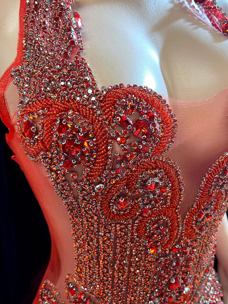 Red Dress With Rhinestone