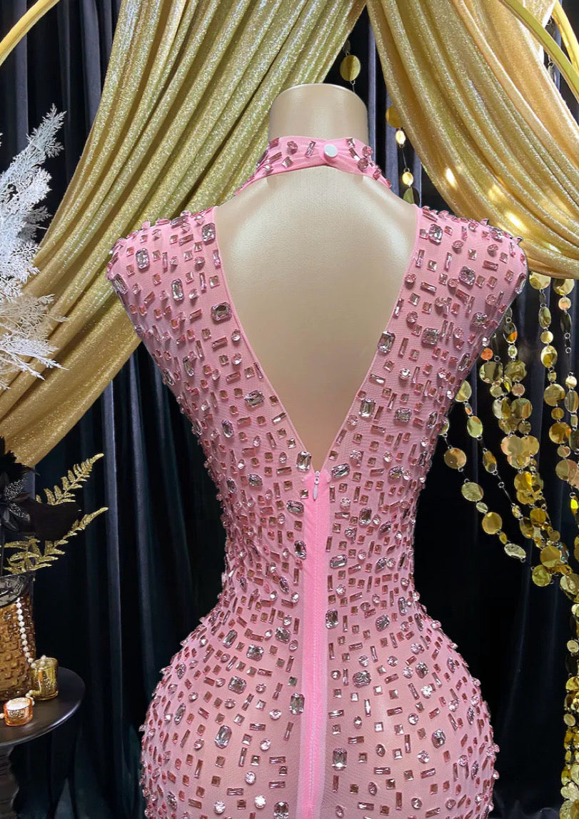 RAI PINK DIAMANTE DRESS