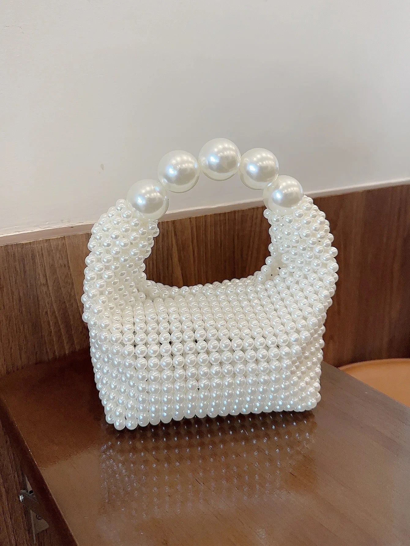Retro Hollowed Out Fairy Pearl Bag Socialite Handmade Woven Beaded Handbag Vacation Bag - Yembifashion