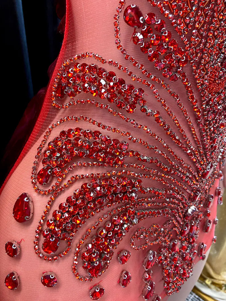 Red Dress With Rhinestone
