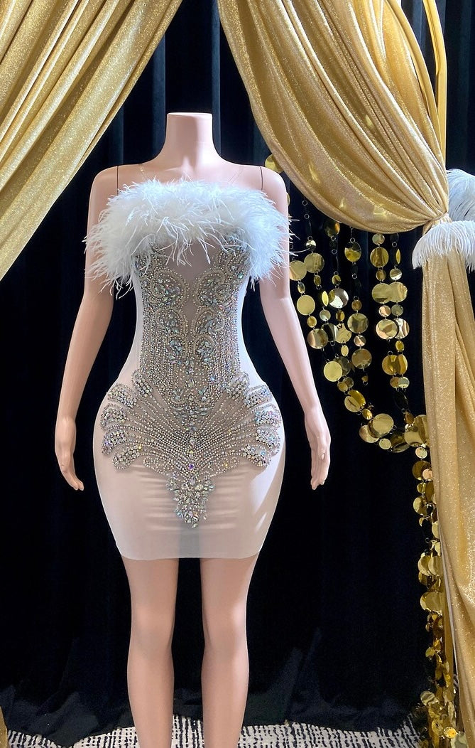 Rhinestone Applique Dress Sleeveless| Birthday Dress| Shiny Evening Celebrate