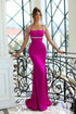 Hot Pink Square Mermaid Evening Dress Long With Crystal - Yembifashion