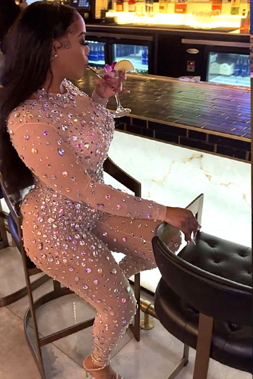 Love Diamante Bodysuit with sparkling diamante details for a stunning, glamorous look.