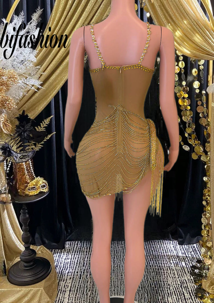 Mini Dress With Rhinestone accents, elegant and stylish party wear.