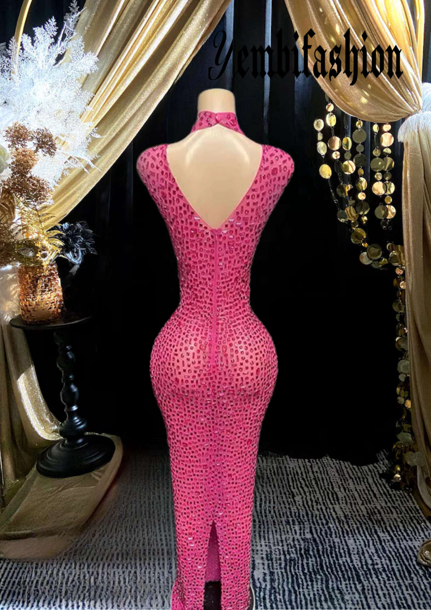 Hot Pink Crystal Prom Dress – Crystal Embellished Gown