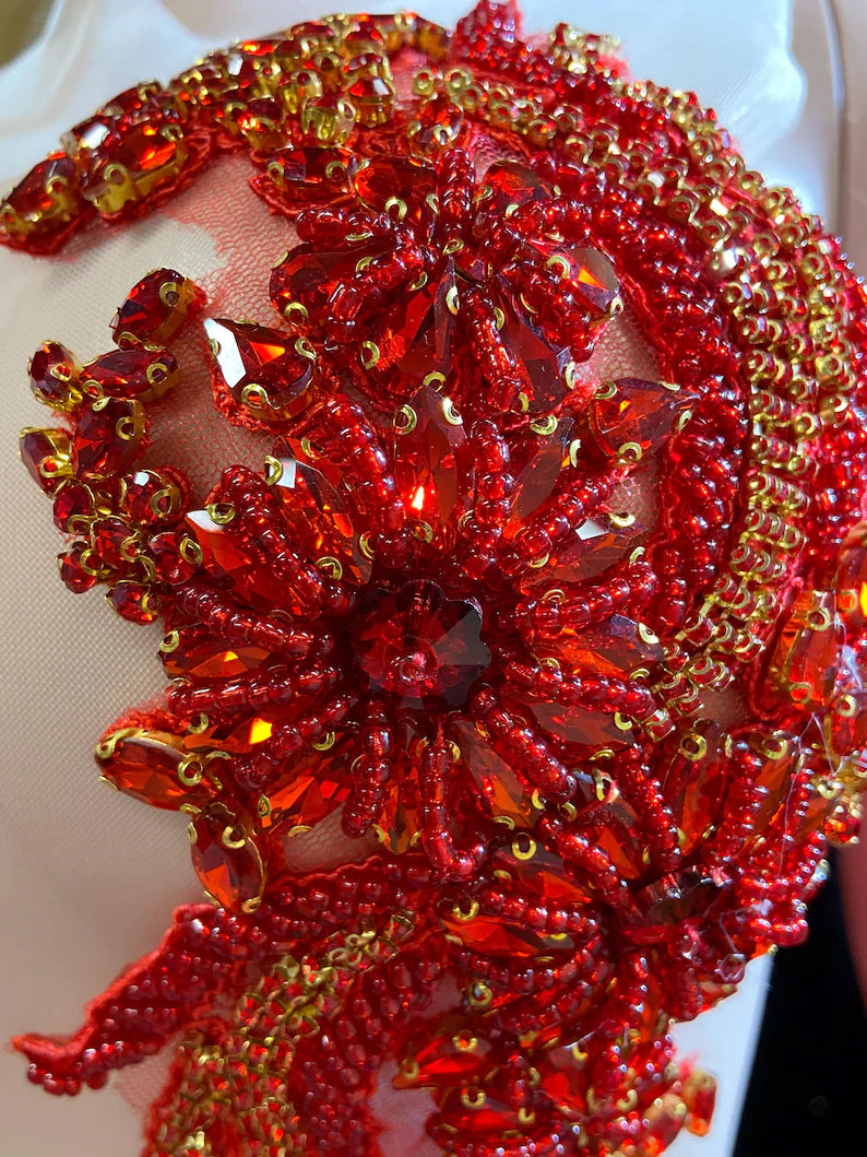 Embellished Red Mini Dress