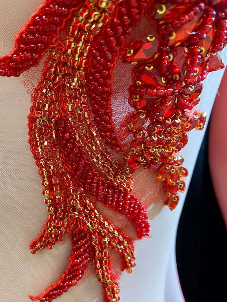 Embellished Red Mini Dress