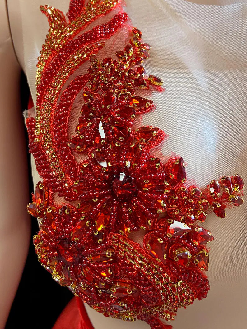 Embellished Red Mini Dress