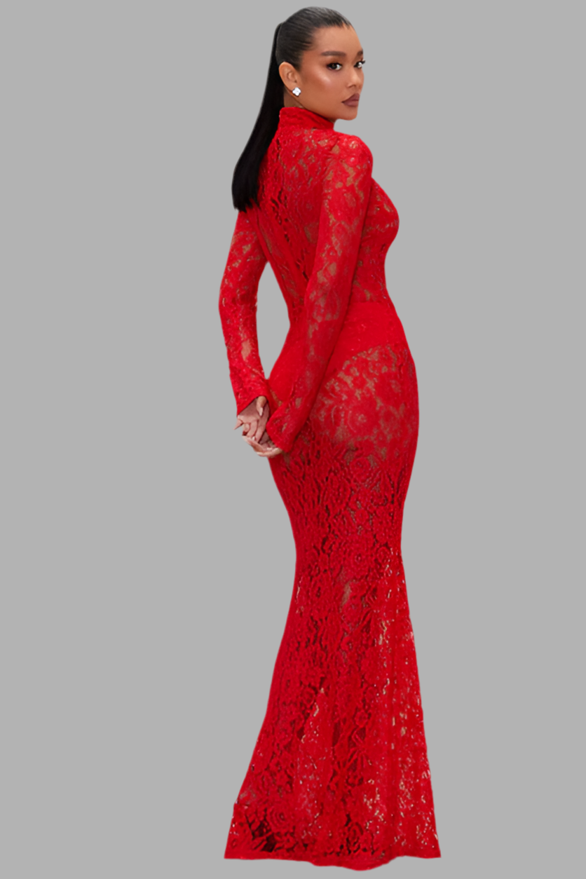 Émilie Maxi Lace Dress – Elegant Long Lace Gown