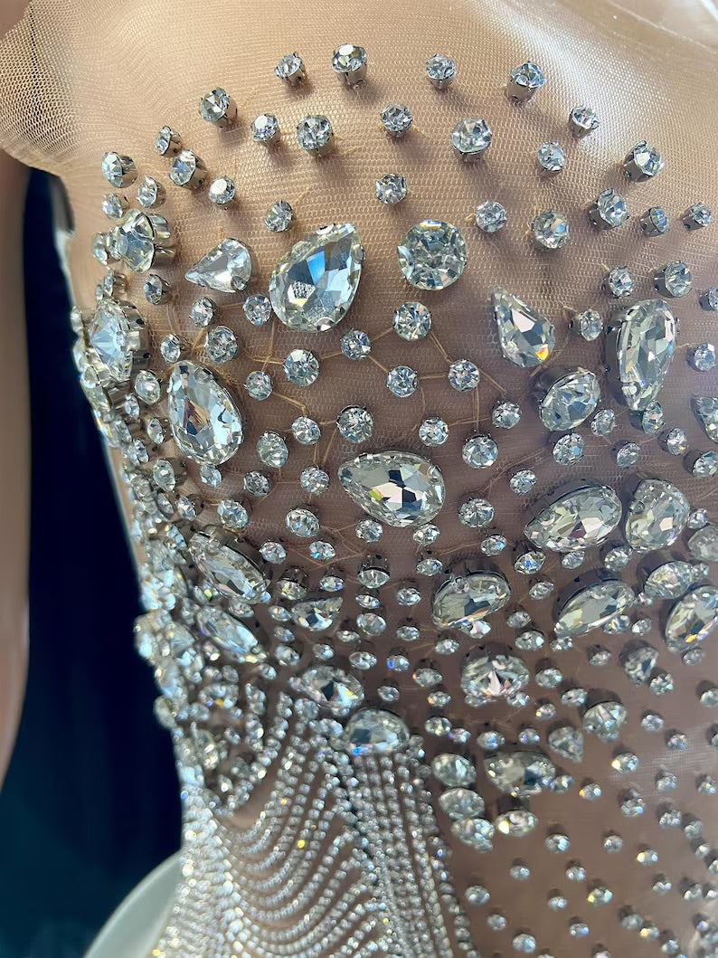 Loiusa Sparkly Mini Dress in Silver