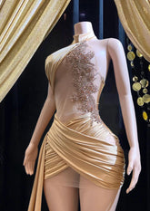 Gold Crystal Rhinestone Birthday Dress