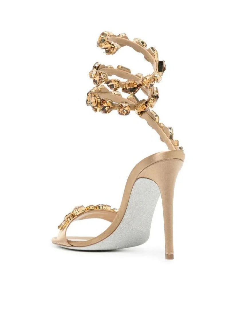 Mini  Rhinestone Sandals In Gold