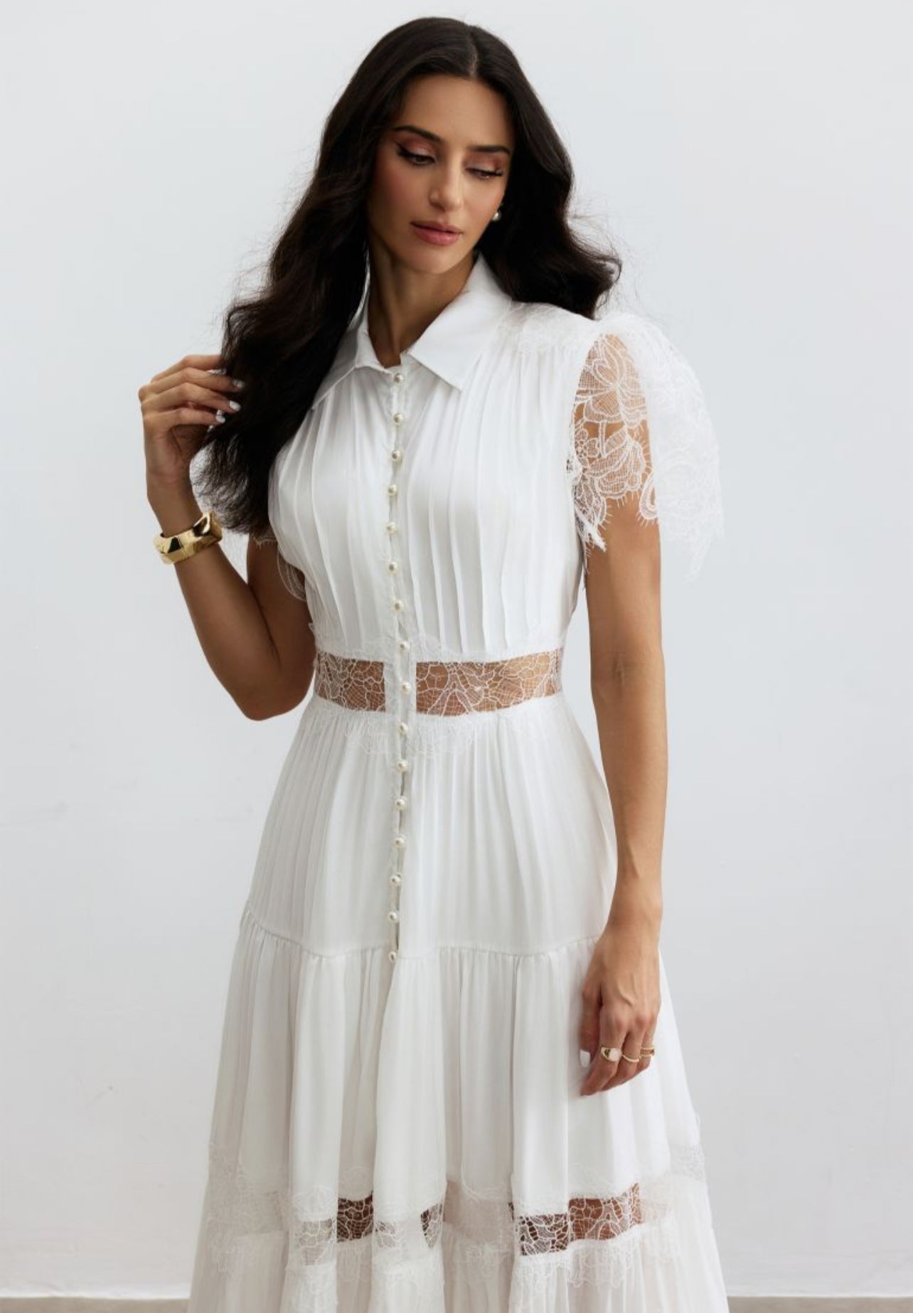 Scalloped lace edging maxi dress – affordable luxury women’s fashion