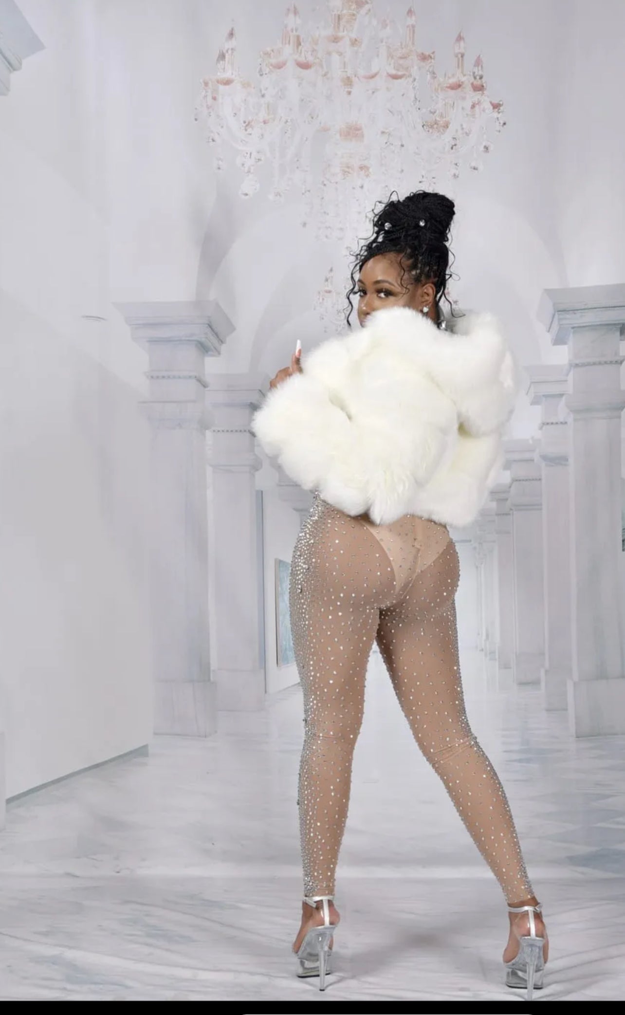 Elegant Raissa Pant Set featuring shimmering rhinestone accents for a glamorous look.