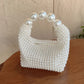 Retro Hollowed Out Fairy Pearl Bag Socialite Handmade Woven Beaded Handbag Vacation Bag - Yembifashion 