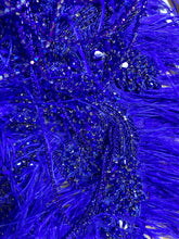 Blue diamante tulle mini dress with sparkling rhinestone details, perfect for parties and special occasions."