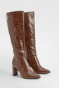 pointedToe Croc Knee High Boots