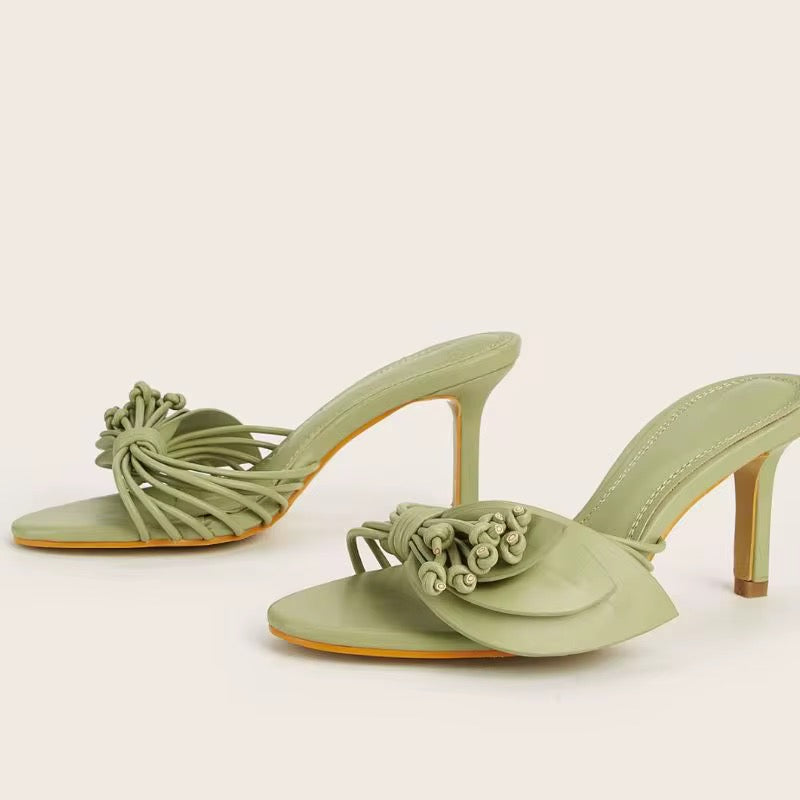 green Flower Slipper Sandals