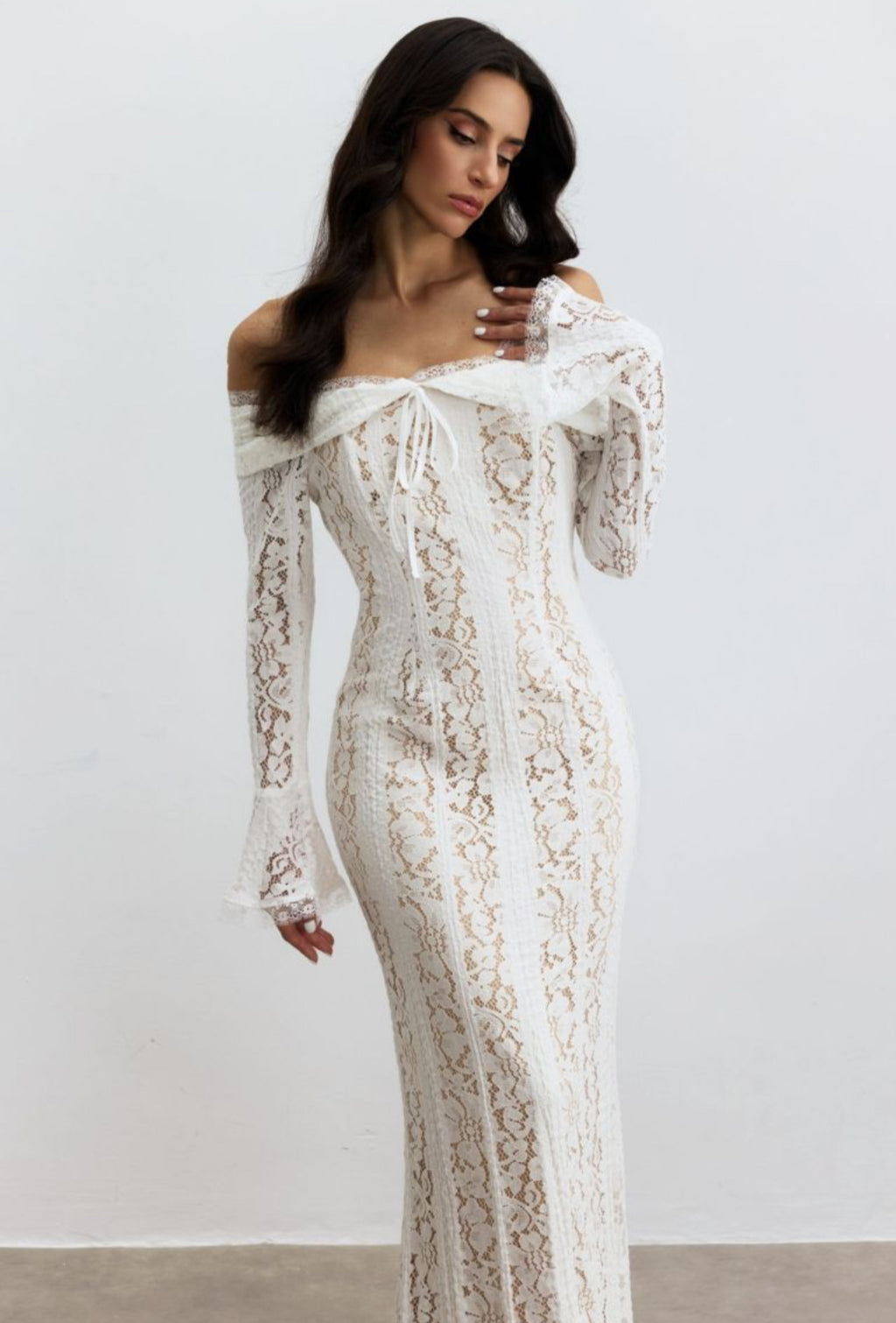 One Shoulder Trumpet Sleeve Dress