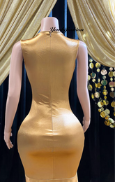 Formal wedding guest dress with rhinestone embellishments, featuring a stunning long design