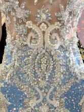 Off Shoulder Sequins Evening Dress with glitter accents, perfect for formal occasions or parties.