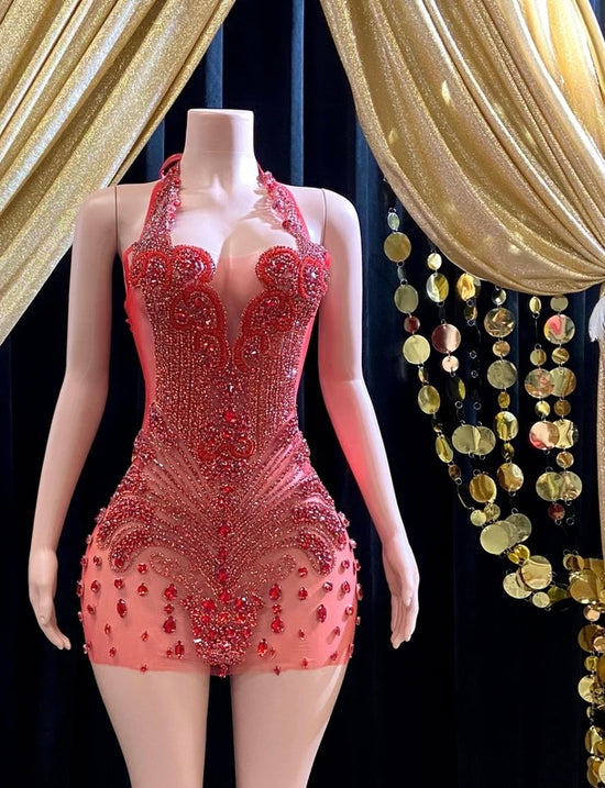 Red Dress With Rhinestone