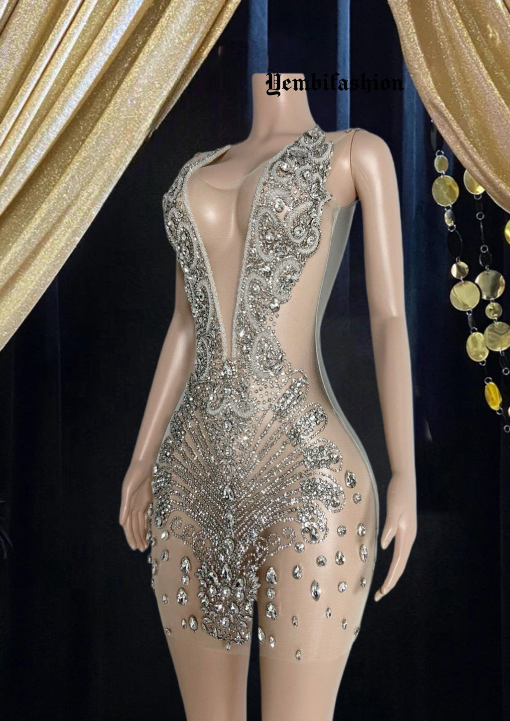 Silver Rhinestone Dress-Embellished Dress
