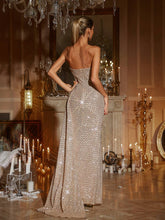 Strapless sequin maxi dress for women