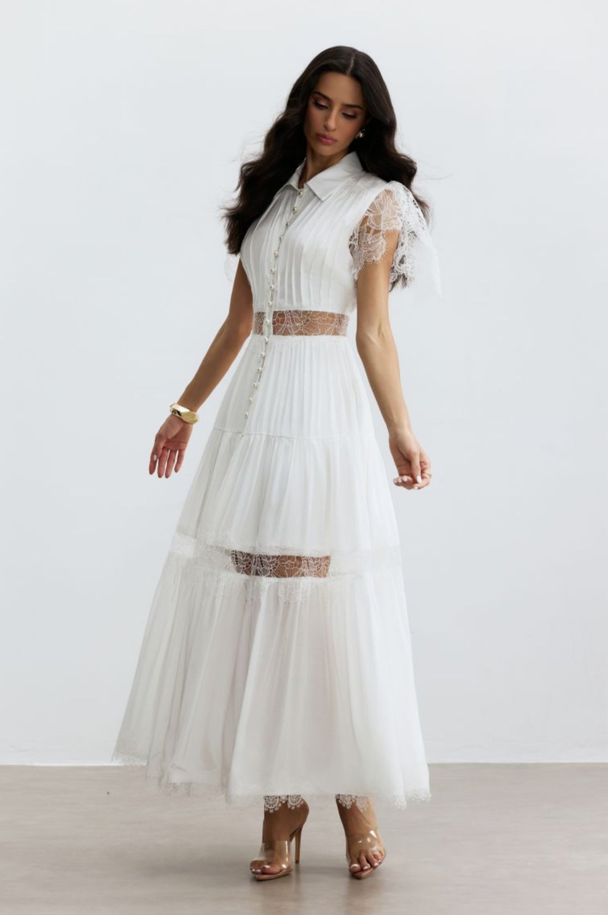 Scalloped lace edging maxi dress – affordable luxury women’s fashion