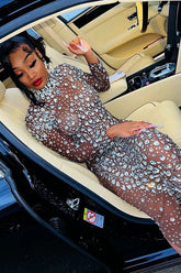 Raissa Crystal Dress-Long Sleeve Dress
