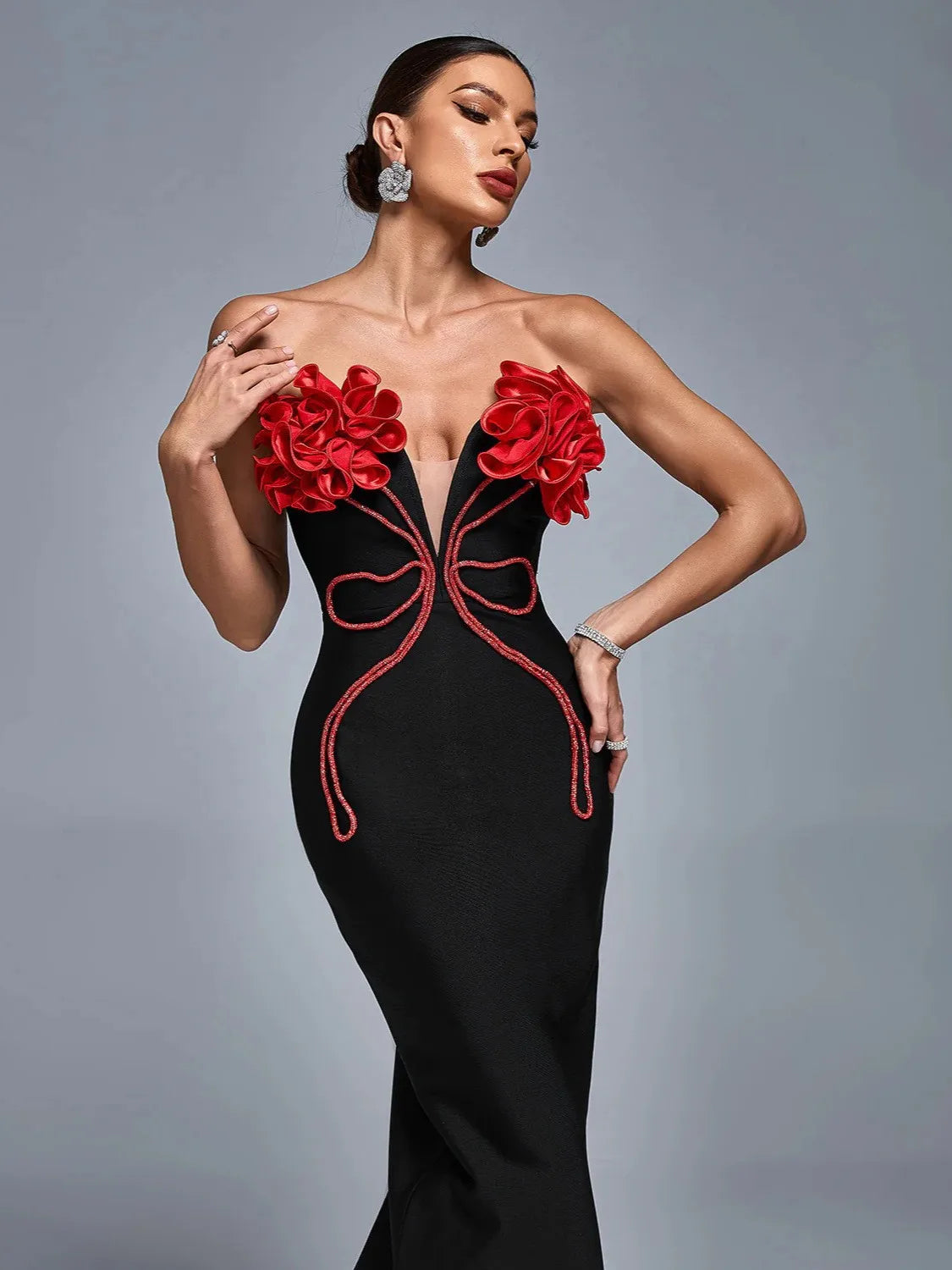Black Rhinestone Off Shoulder Bandage Dress – Sexy Elegant Evening Party Dress