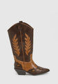 Low Heel Western Cowboy Boot in brown