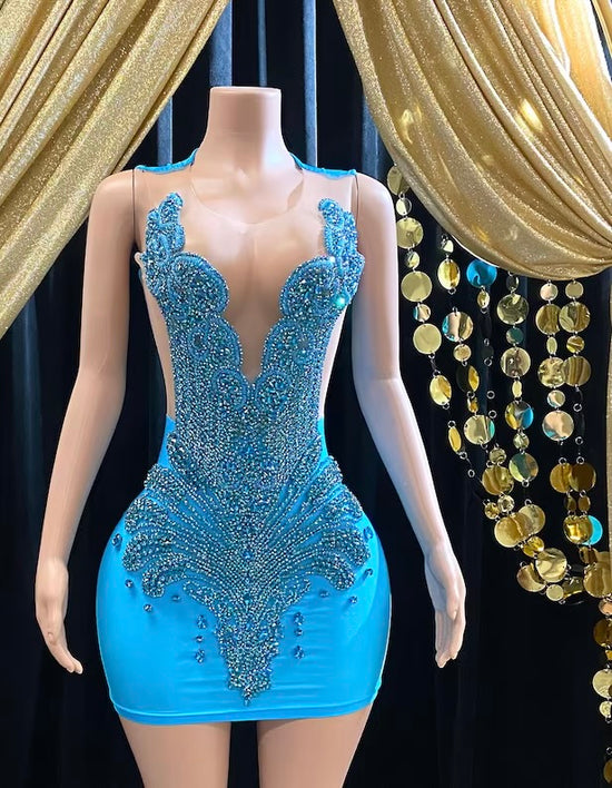 Chain Appliqué Dress | Rhinestone & Diamante Detailing