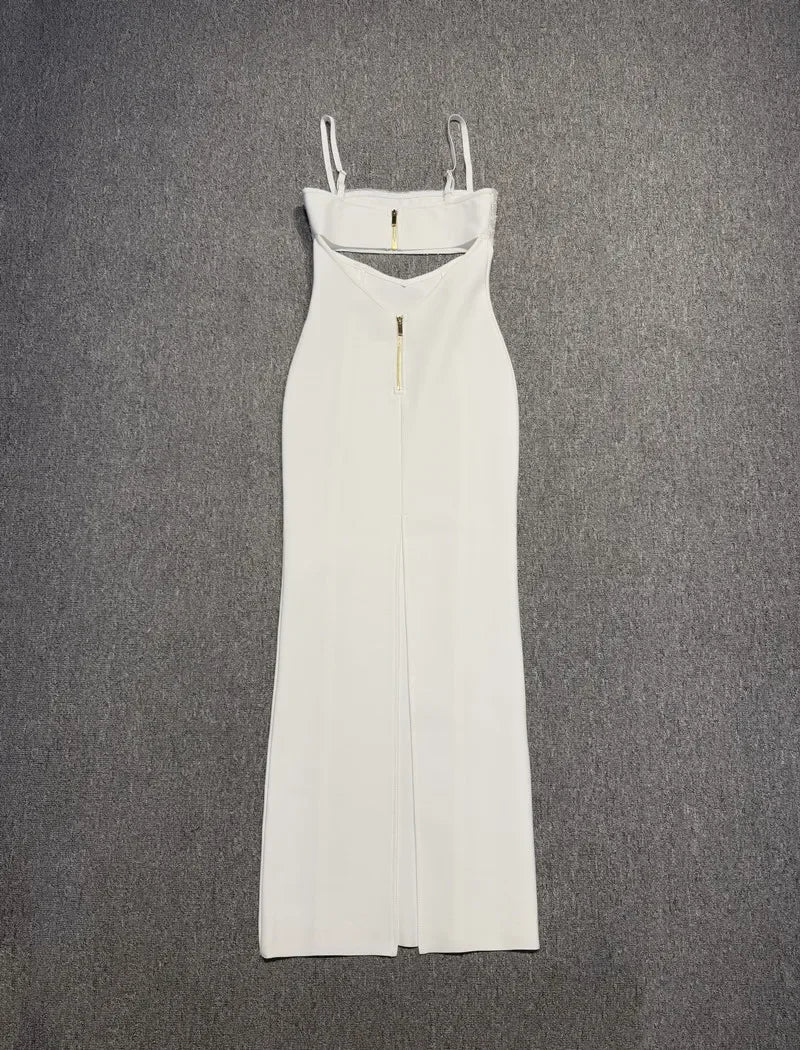White Off Shoulder Bodycon Long Bandage Dress