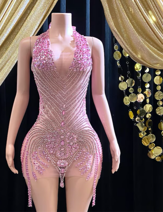 Pink Rhinestones Dress 