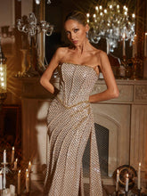 Strapless sequin maxi dress for women