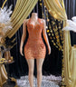 Orange Mini Dress-Embellished Dress