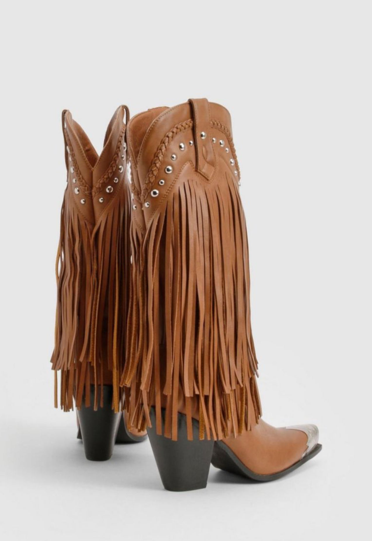 Elsie Western Stud Fringe Toe Cap Western Boots
