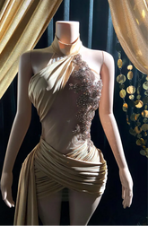 Gold Crystal Rhinestone Birthday Dress