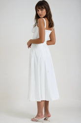 French style lace-up A-line maxi dress – elegant high waist long dress”