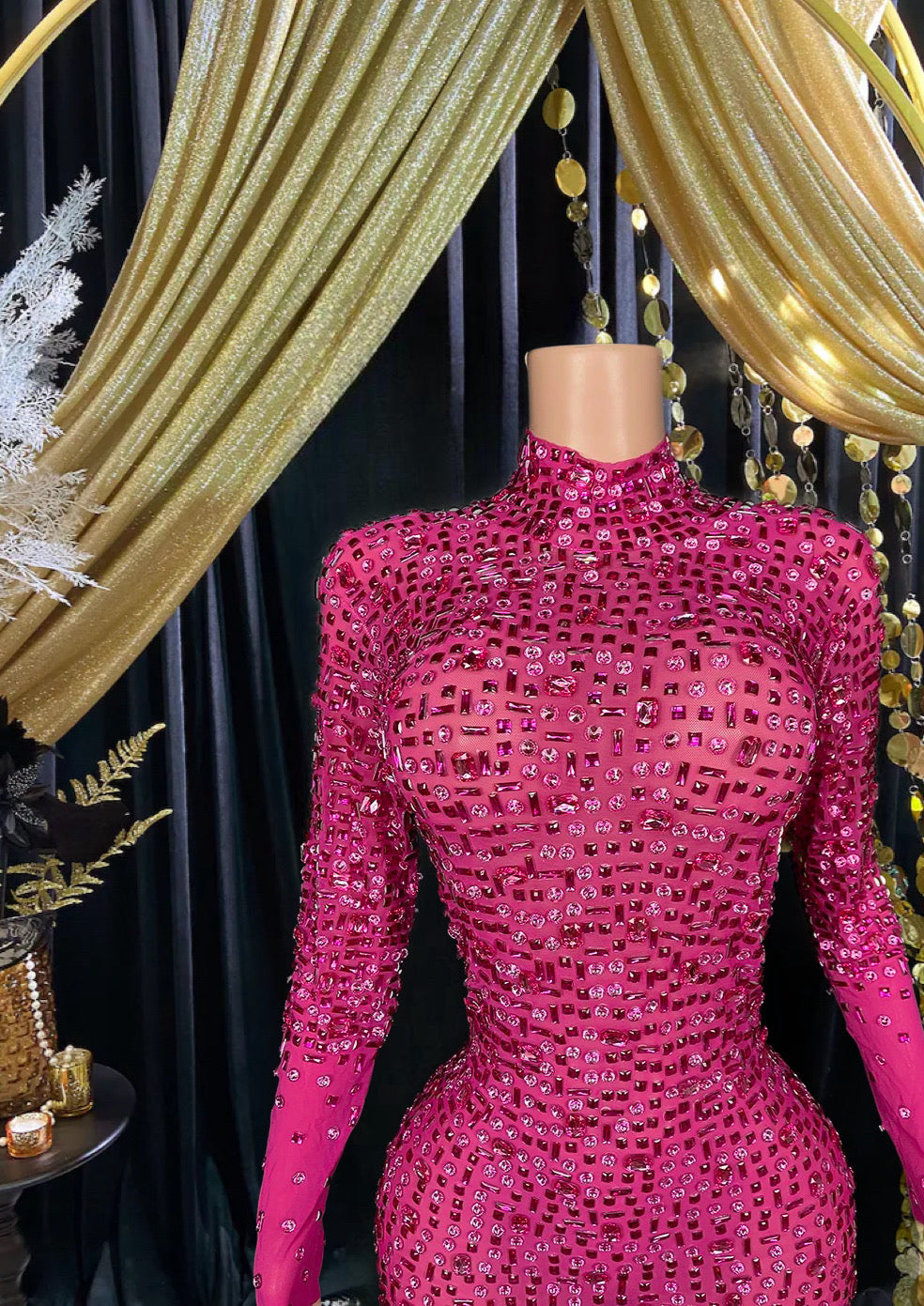 Pink Prom Dress – Embellished Long Dress