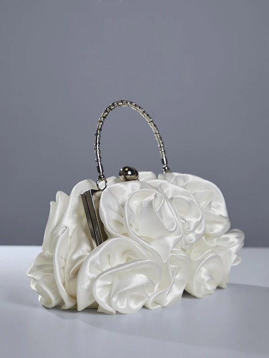Edy White Flower Satin Bag