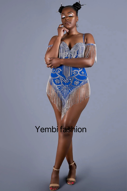 Diamante Tassel Dress - Yembifashion 