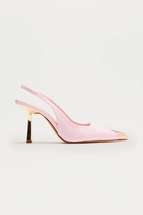 Angle Strap Slingback Sandals – Pink Chic Minimalist Heels with Modern Fit